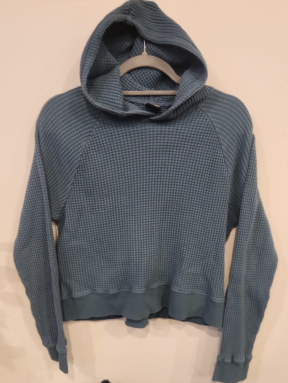 The North Face Women's Blue Waffle-Knit Hooded Sweater
